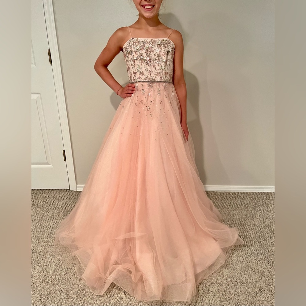 Jovani Girls Pageant Gown - pink ball gown size 8